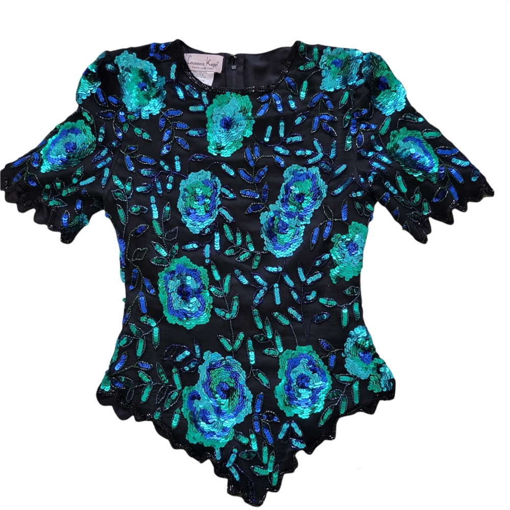 Laurence kazar Vintage silk sequin top